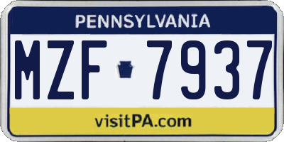 PA license plate MZF7937