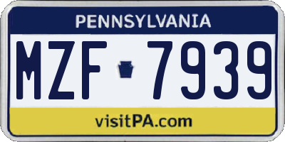 PA license plate MZF7939