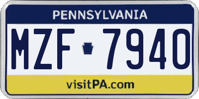 PA license plate MZF7940