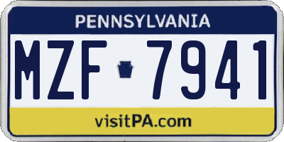 PA license plate MZF7941