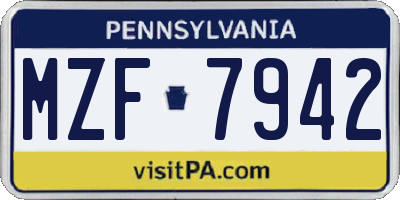 PA license plate MZF7942