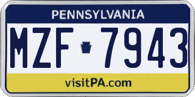 PA license plate MZF7943