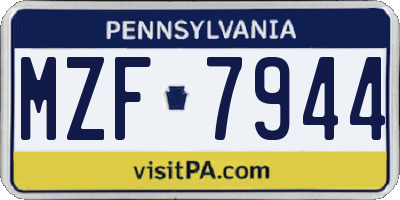PA license plate MZF7944
