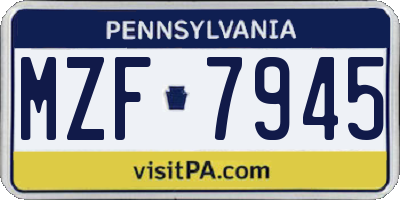 PA license plate MZF7945