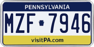 PA license plate MZF7946