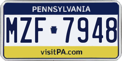PA license plate MZF7948