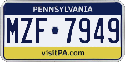 PA license plate MZF7949