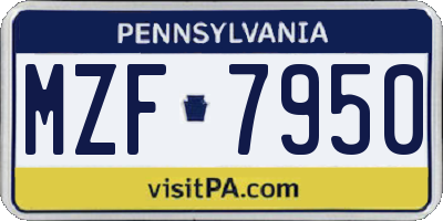 PA license plate MZF7950