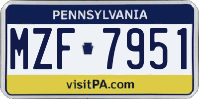 PA license plate MZF7951