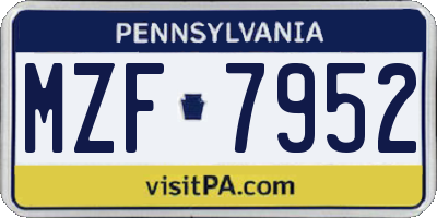 PA license plate MZF7952
