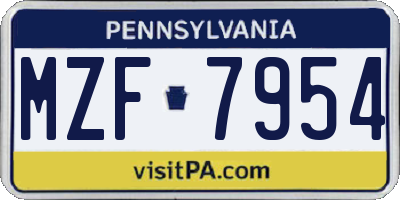 PA license plate MZF7954