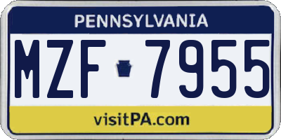 PA license plate MZF7955