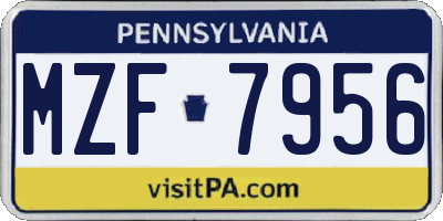 PA license plate MZF7956