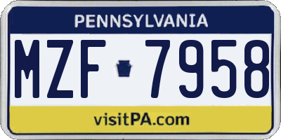PA license plate MZF7958