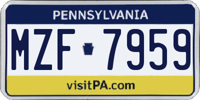 PA license plate MZF7959