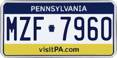 PA license plate MZF7960