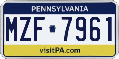 PA license plate MZF7961