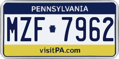 PA license plate MZF7962