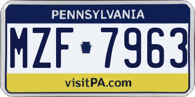 PA license plate MZF7963