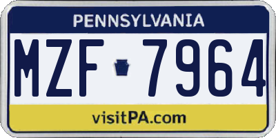 PA license plate MZF7964