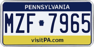 PA license plate MZF7965