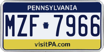 PA license plate MZF7966