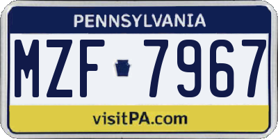 PA license plate MZF7967