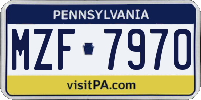 PA license plate MZF7970