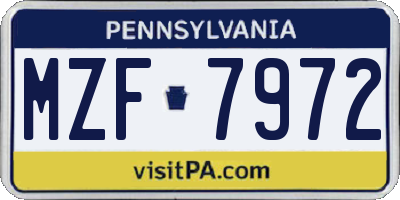 PA license plate MZF7972