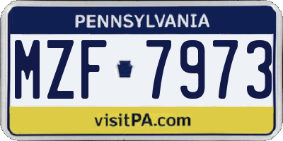PA license plate MZF7973