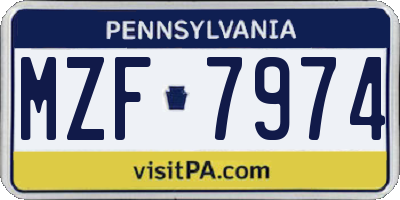 PA license plate MZF7974