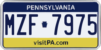 PA license plate MZF7975