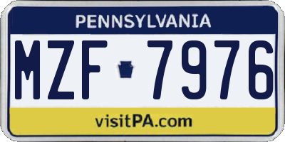 PA license plate MZF7976
