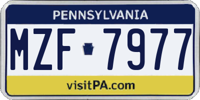 PA license plate MZF7977