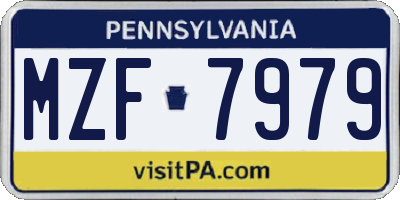 PA license plate MZF7979