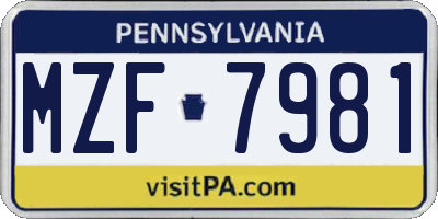PA license plate MZF7981