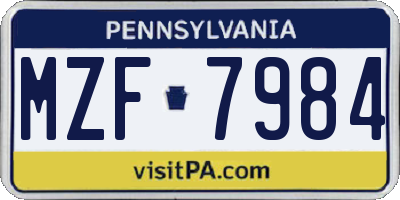 PA license plate MZF7984