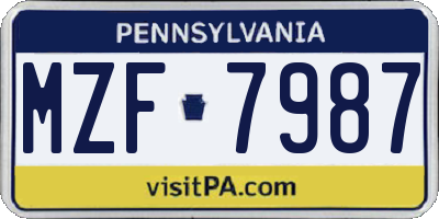 PA license plate MZF7987