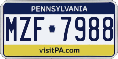 PA license plate MZF7988