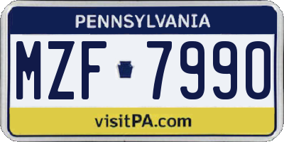 PA license plate MZF7990