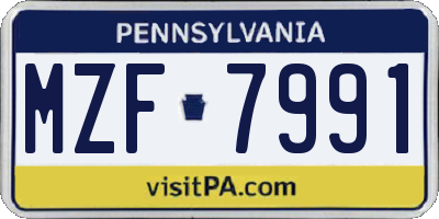 PA license plate MZF7991