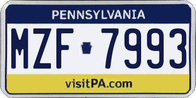 PA license plate MZF7993
