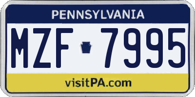 PA license plate MZF7995