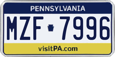 PA license plate MZF7996