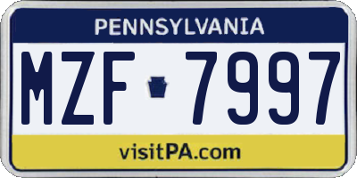 PA license plate MZF7997