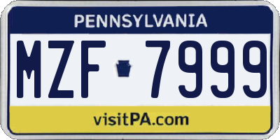 PA license plate MZF7999