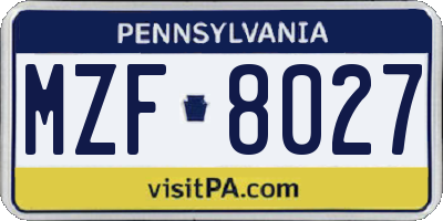 PA license plate MZF8027