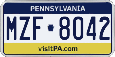 PA license plate MZF8042