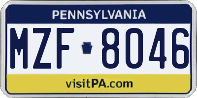 PA license plate MZF8046