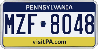 PA license plate MZF8048